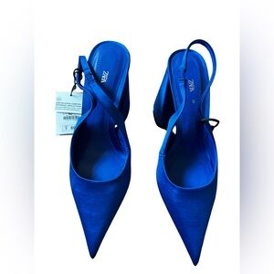 Zara Women's Blue Slingback Heels